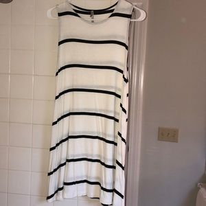 Black and White striped day dress-Med/Small